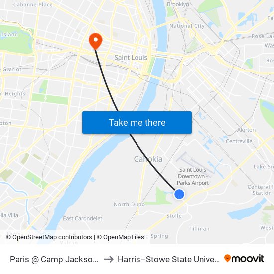 Paris @ Camp Jackson Sb to Harris–Stowe State University map