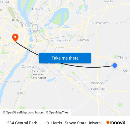 1234 Central Park Nb to Harris–Stowe State University map