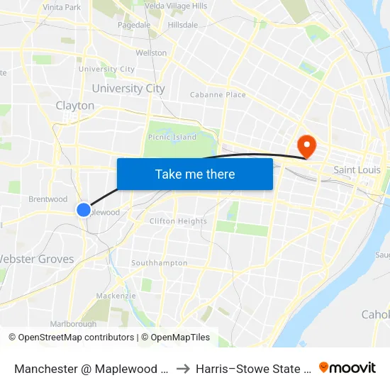 Manchester @ Maplewood Metrolink Eb to Harris–Stowe State University map