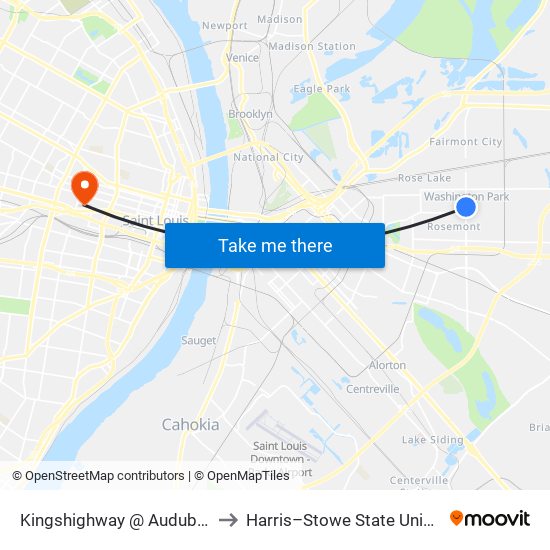 54th Street @ Audubon Nb to Harris–Stowe State University map