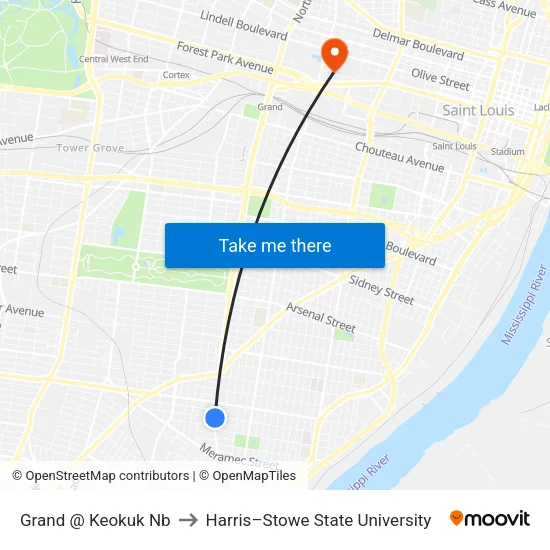 Grand @ Keokuk Nb to Harris–Stowe State University map