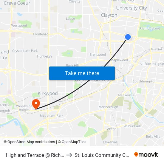 Highland Terrace @ Richmond Center Sb to St. Louis Community College–Meramec map