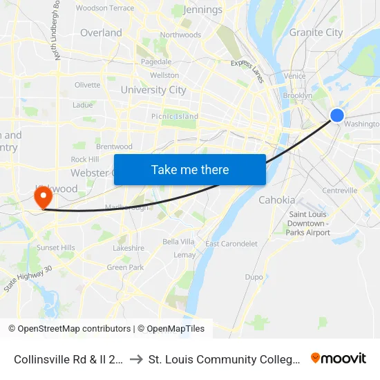 Collinsville Rd & Il 203 S / W to St. Louis Community College–Meramec map