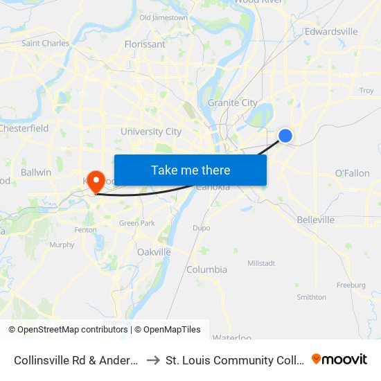 Collinsville Rd & Anderson Ave S / W to St. Louis Community College–Meramec map