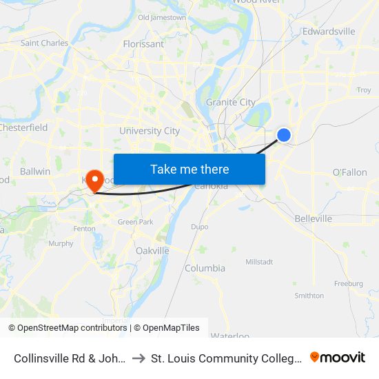 Collinsville Rd & John St N / E to St. Louis Community College–Meramec map