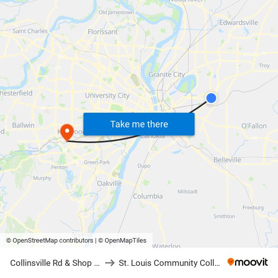 Collinsville Rd & Shop N Save S / W to St. Louis Community College–Meramec map