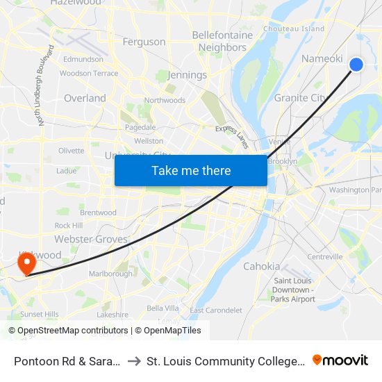 Pontoon Rd & Sara St N / E to St. Louis Community College–Meramec map