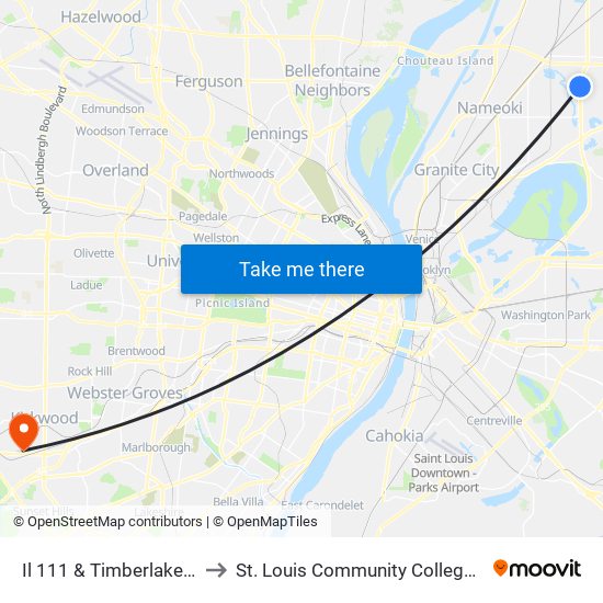 Il 111 & Timberlake Dr S / W to St. Louis Community College–Meramec map