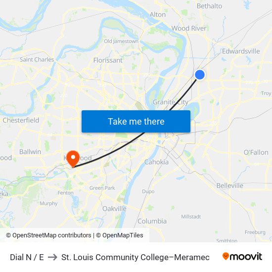 Dial N / E to St. Louis Community College–Meramec map