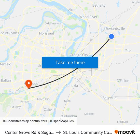 Center Grove Rd & Sugar Creek Ln N / E to St. Louis Community College–Meramec map
