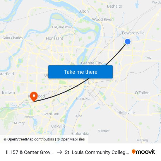 Il 157 & Center Grove Rd N / E to St. Louis Community College–Meramec map