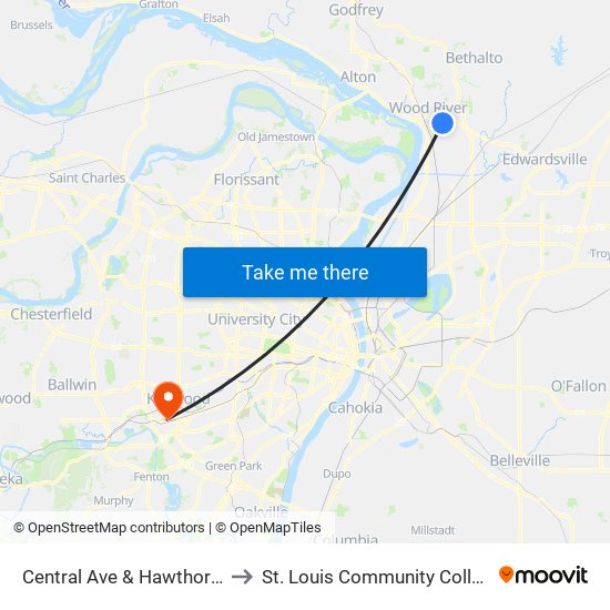 Central Ave & Hawthorne Ave S / W to St. Louis Community College–Meramec map