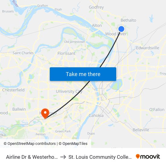 Airline Dr & Westerholdt St N / E to St. Louis Community College–Meramec map