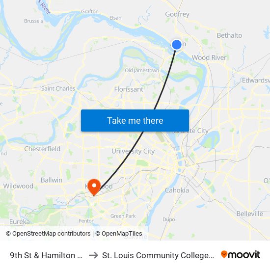 9th St & Hamilton St S / W to St. Louis Community College–Meramec map