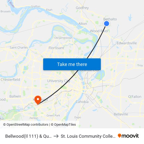 Bellwood(Il 111) & Quik Trip N / E to St. Louis Community College–Meramec map