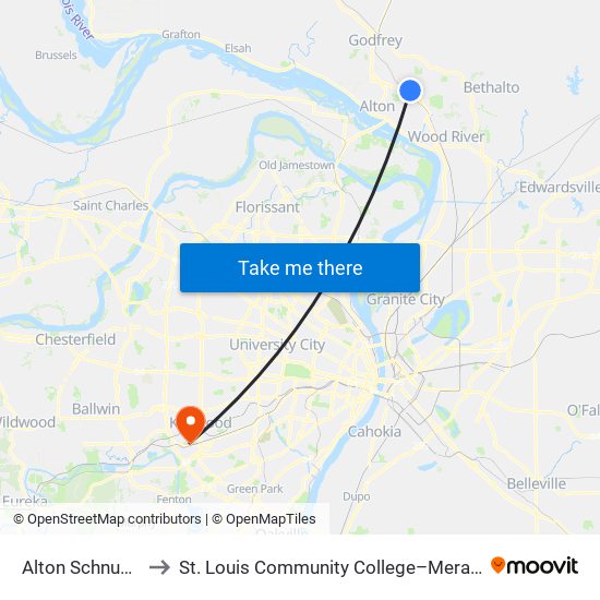 Alton Schnucks to St. Louis Community College–Meramec map