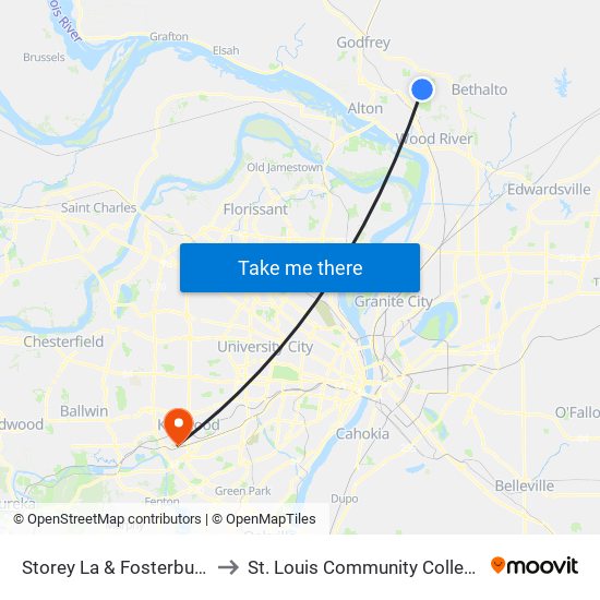 Storey La & Fosterburg Rd N / E to St. Louis Community College–Meramec map