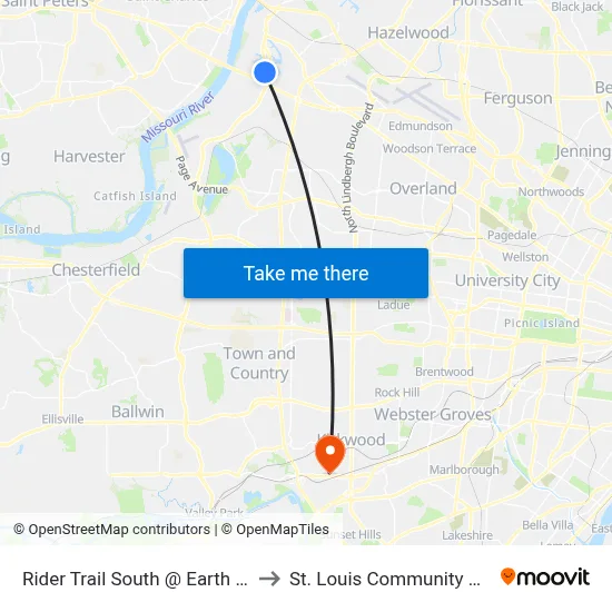Rider Trail South @ Earth City Expressway Eb to St. Louis Community College–Meramec map