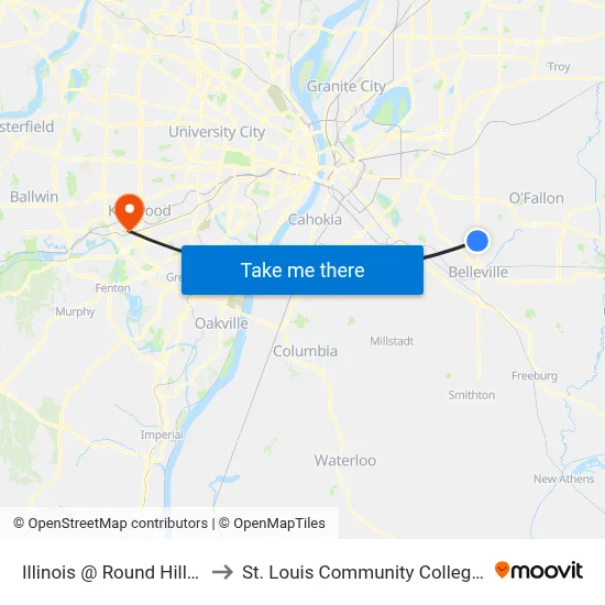 Illinois @ Round Hill North Nb to St. Louis Community College–Meramec map