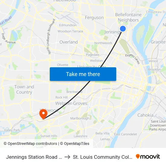 Jennings Station Road @ Duenke Wb to St. Louis Community College–Meramec map