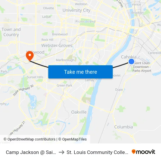 Camp Jackson @ Saint Paul Wb to St. Louis Community College–Meramec map