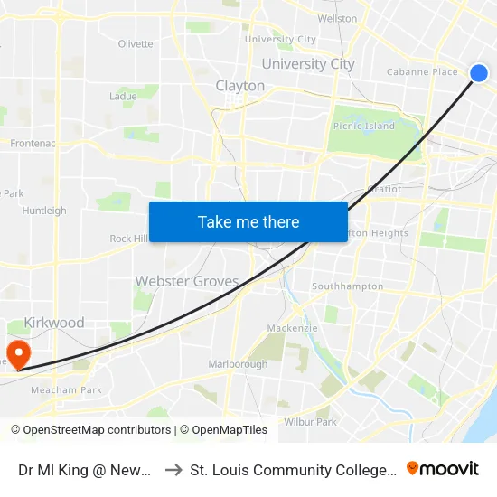 Dr Ml King @ Newstead Eb to St. Louis Community College–Meramec map