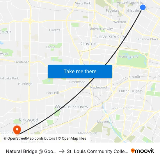 Natural Bridge @ Goodfellow Wb to St. Louis Community College–Meramec map