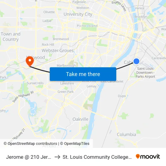 Jerome @ 210 Jerome Eb to St. Louis Community College–Meramec map