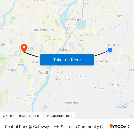 Central Park @ Gateway Classic Cars Sb to St. Louis Community College–Meramec map