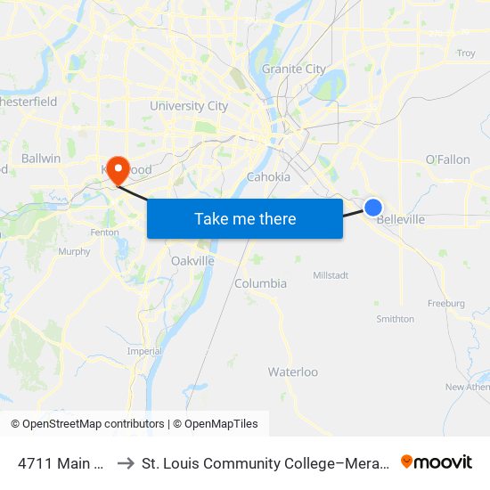 4711 Main Wb to St. Louis Community College–Meramec map