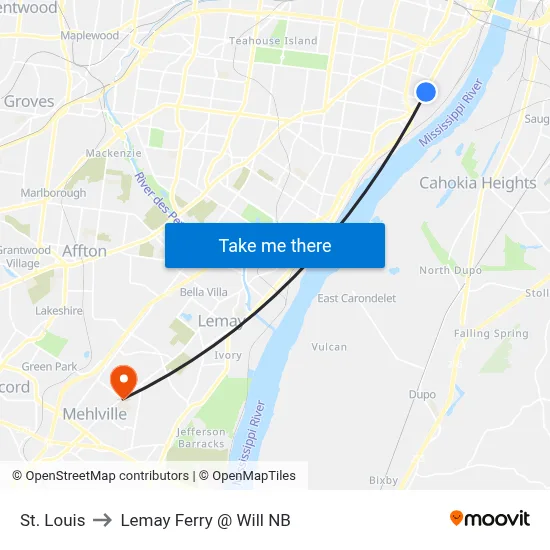 St. Louis to Lemay Ferry @ Will NB map