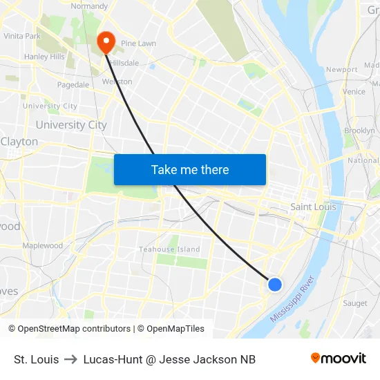 St. Louis to Lucas-Hunt @ Jesse Jackson NB map