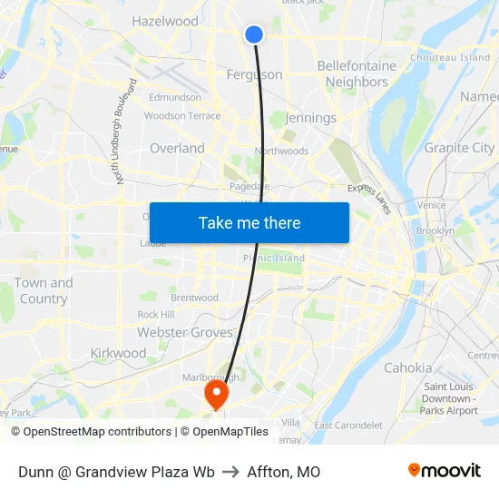 Dunn @ Grandview Plaza Wb to Affton, MO map