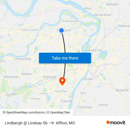 Lindbergh @ Lindsay Sb to Affton, MO map