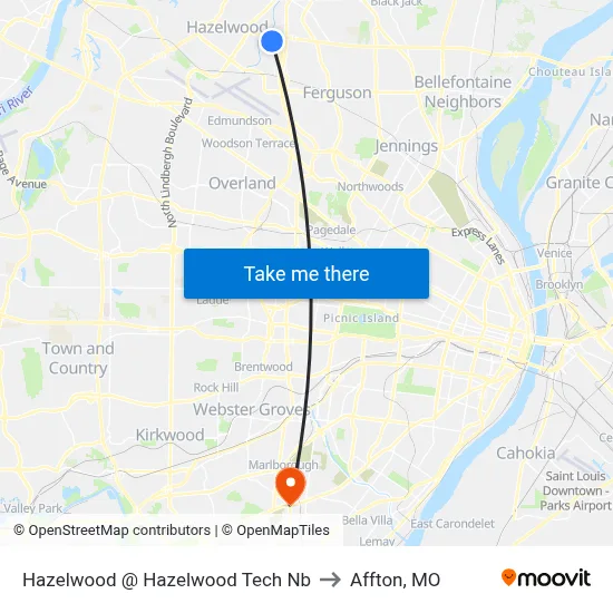 Hazelwood @ Hazelwood Tech Nb to Affton, MO map