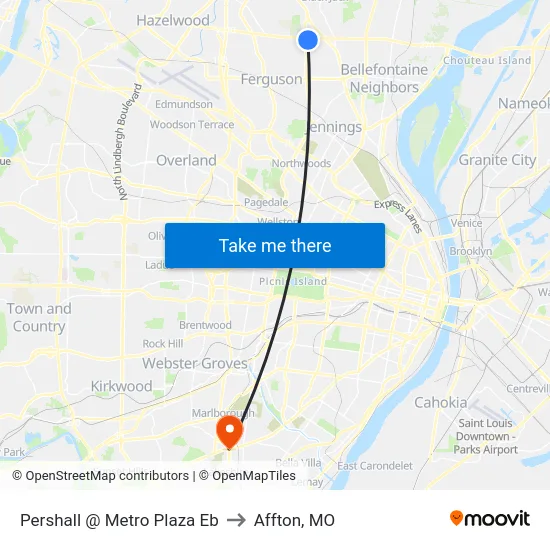 Pershall @ Metro Plaza Eb to Affton, MO map