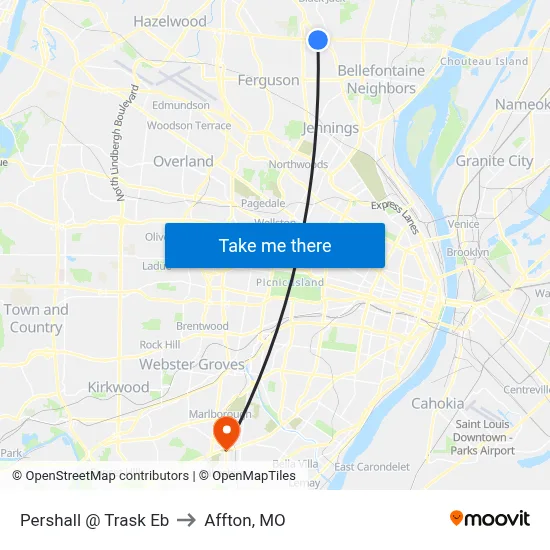 Pershall @ Trask Eb to Affton, MO map