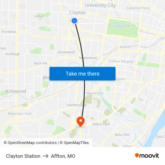 Clayton Station to Affton, MO map