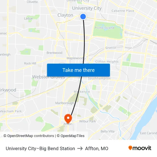 University City–Big Bend Station to Affton, MO map