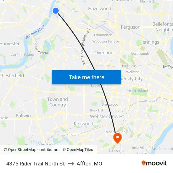 4375 Rider Trail North Sb to Affton, MO map