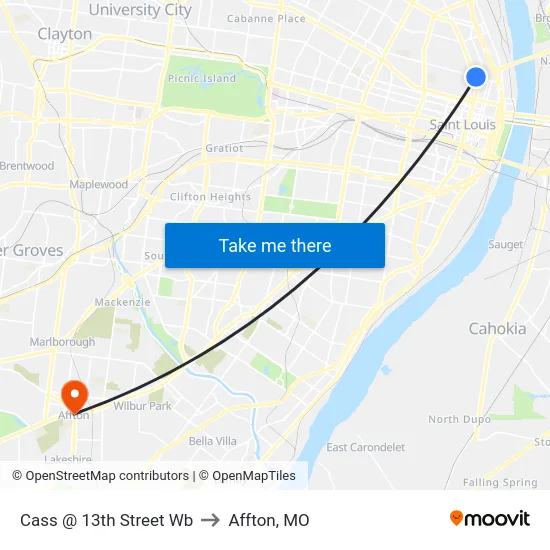 Cass @ 13th Street Wb to Affton, MO map