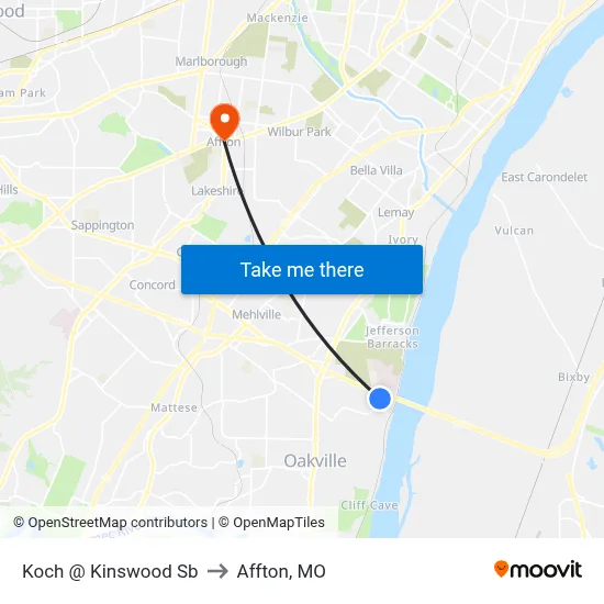 Koch @ Kinswood Sb to Affton, MO map