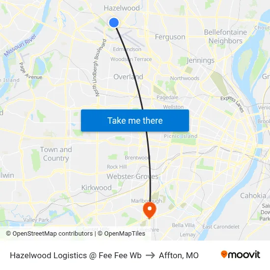 Hazelwood Logistics @ Fee Fee Wb to Affton, MO map