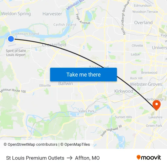 St Louis Premium Outlets to Affton, MO map