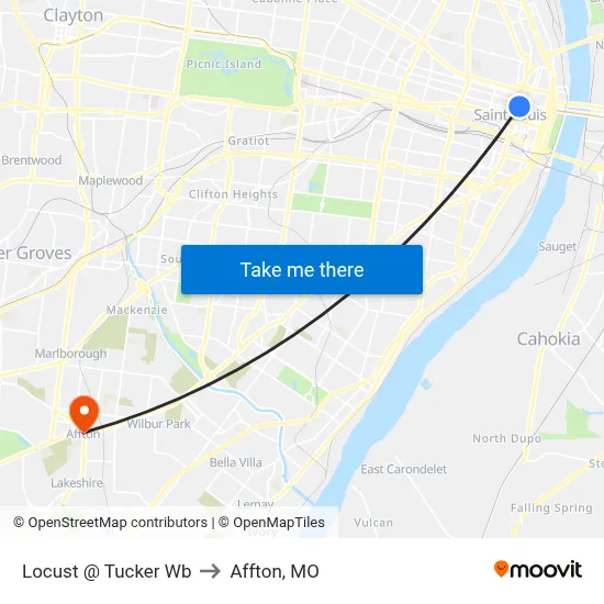 Locust @ Tucker Wb to Affton, MO map