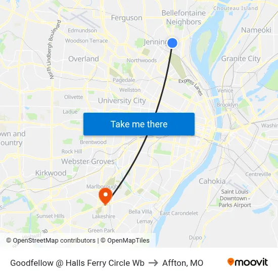 Goodfellow @ Halls Ferry Circle Wb to Affton, MO map