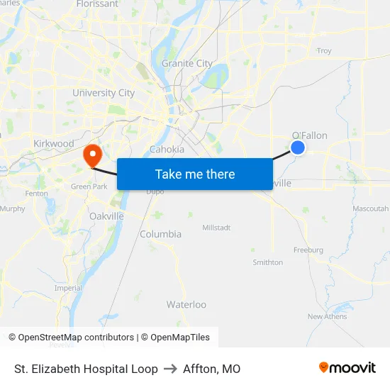 St. Elizabeth Hospital Loop to Affton, MO map