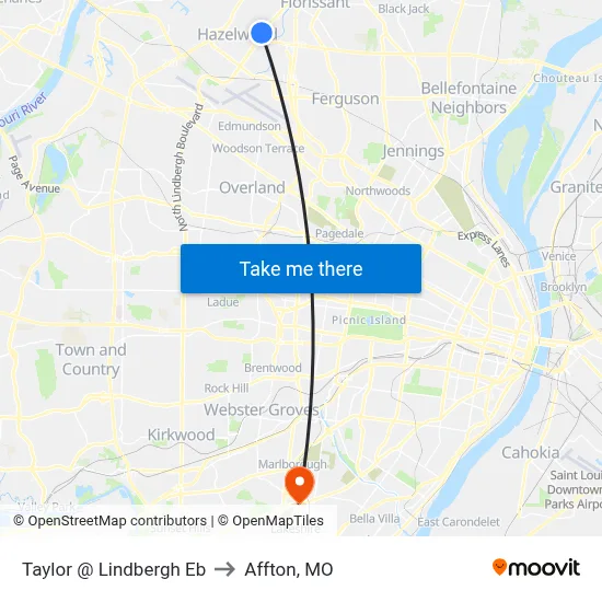 Taylor @ Lindbergh Eb to Affton, MO map