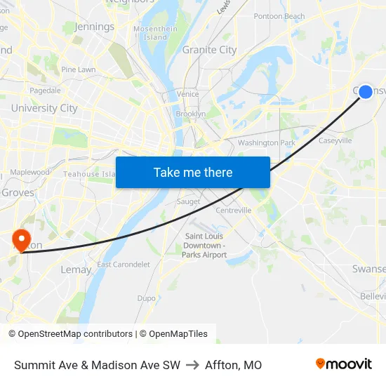 Summit Ave & Madison Ave SW to Affton, MO map