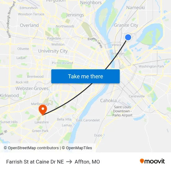 Farrish St at Caine Dr  NE to Affton, MO map